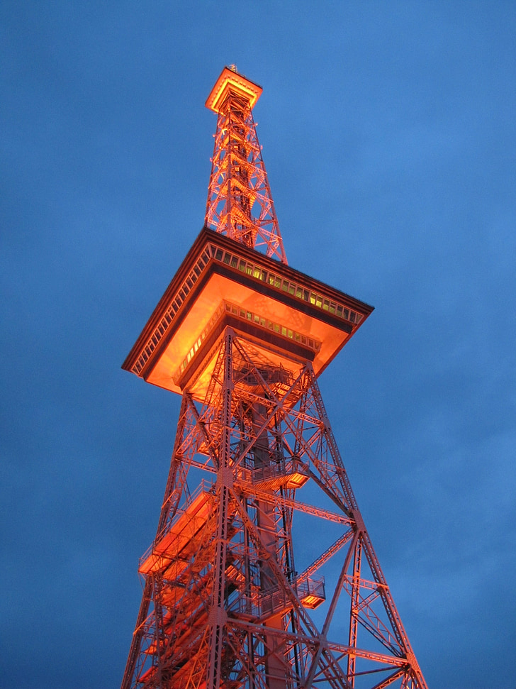 Radio tower, Berlín, pamiatka, večernej oblohe, Architektúra