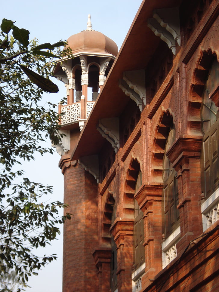 frente do salão de curzon, edifício de Rezende-era britânica, Dhaka, arquitetura, estrutura construída, exterior do prédio