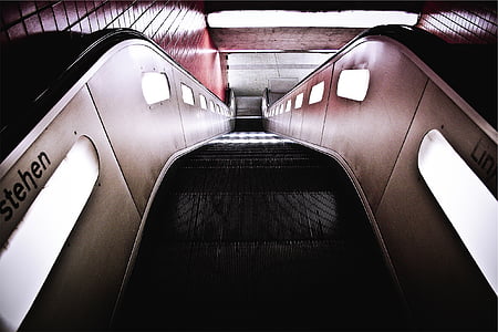 eskalátor, fotografovanie, stanica metra, preprava, schodisko, kroky, Cestovanie