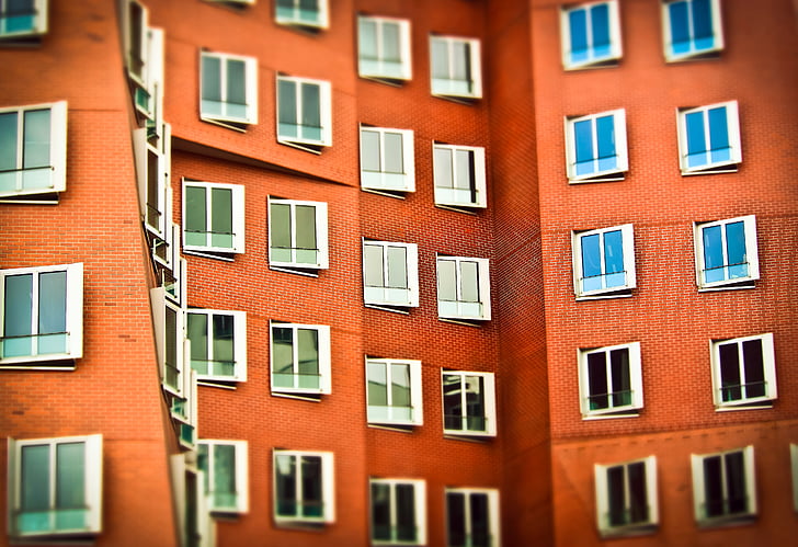 építészet, ablak, homlokzat, üveg, épület, fal, Düsseldorf