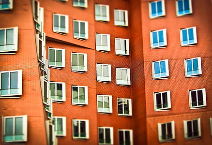 architecture, window, facade, glass, building, wall, düsseldorf