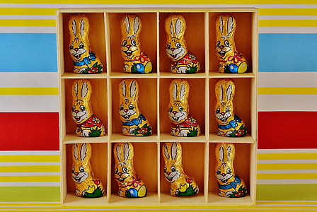 chocolate bunnies, easter, easter bunny, candy, happy easter, easter theme, sweetness