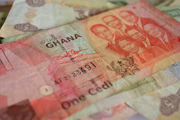 Waluta, Uwaga:, papieru, pieniądze, Ghana, Cedi Ghany