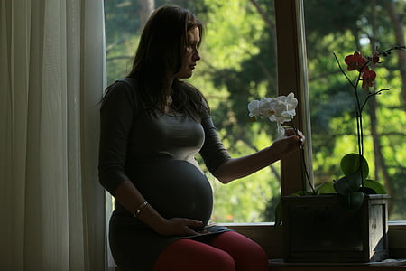 Kobieta, w ciąży, dziecko, Kobieta, odpoczynek, osoba, siedząc