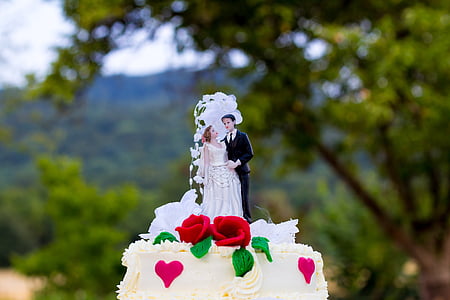 svadba, torta, Marry, Svadobná torta, dekorácie, sladký, marcipán