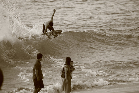 Welle, Strand, Surfer