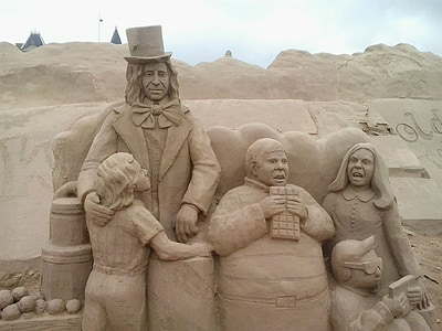 沙子, 沙雕, 男子, 人, 雕塑, 展览