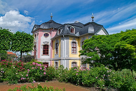 rokokowy pałac, Dornburg, Turyngia Niemcy, Niemcy, stary budynek, atrakcje turystyczne, kultury