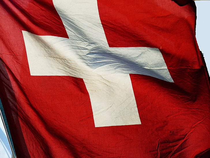 Švajčiarska vlajka, Švajčiarsko, banner, vlajka, kríž, červená, biela