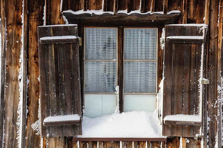 janela, Inverno, neve, invernal, frio, mágica da neve, persianas