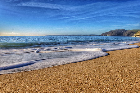 praia, Costa, paisagem, natureza, oceano, areia, céu