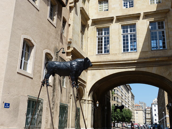 Marseille, Monumen, patung, patung, seni, banteng, sapi