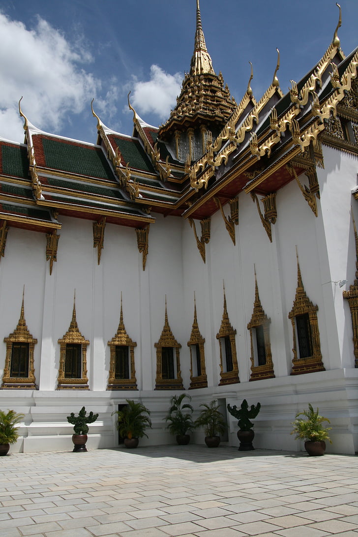 Tapınak, Altın, Tayland, mimari, gökyüzü, bulutlar, Beyaz