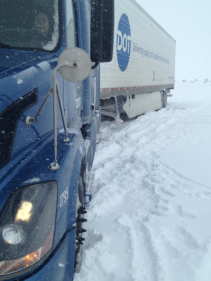 сняг, камион, студено
