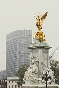 Londra, nebbia, Regno Unito, scultura, costruzione, Inghilterra, Statua