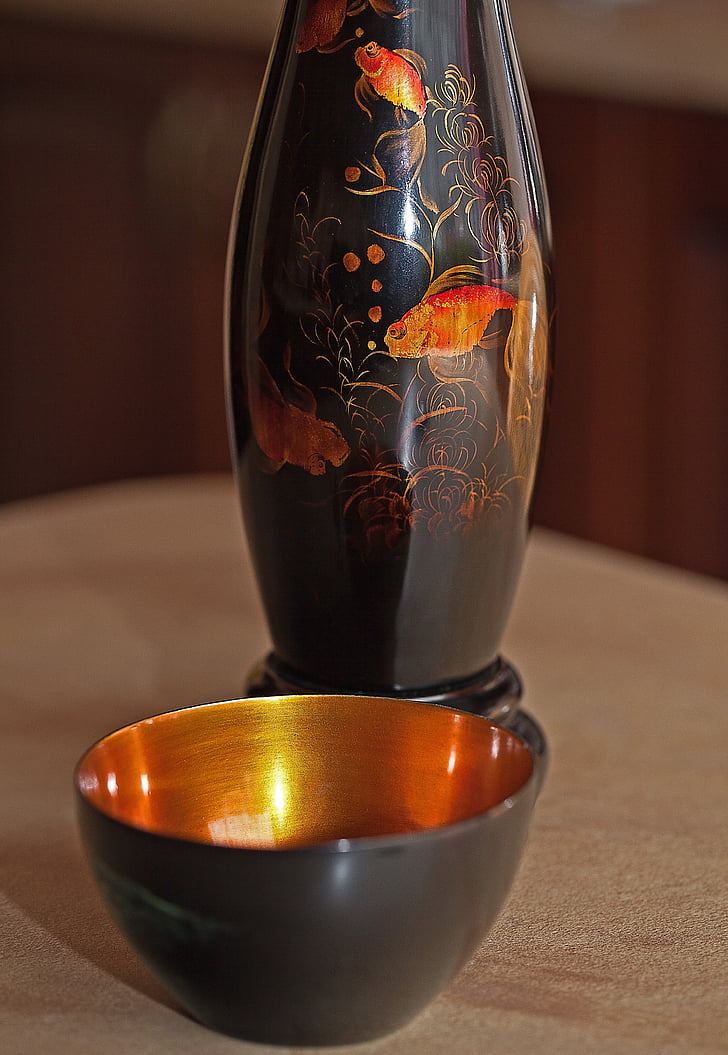 flakon, the goblet, bowl, a stylized, chinese, japanese, black