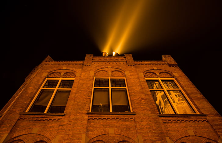 a Керкхофов, здание, Гронинген, свет, Нидерланды, общественным достоянием, изображений, ночь