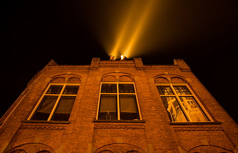 a kerkhof, budynek, Groningen, światło, Holandia, Zdjęcia domeny publicznej, noc