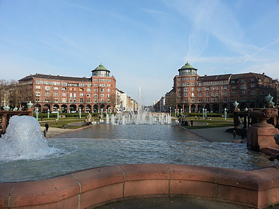Duitsland, Mannheim, watertoren, het platform, structuren, fontein, Park