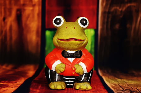 frog, figure, funny, suit, cute, decoration, green