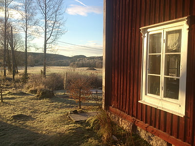 casa velha, janela, Suécia