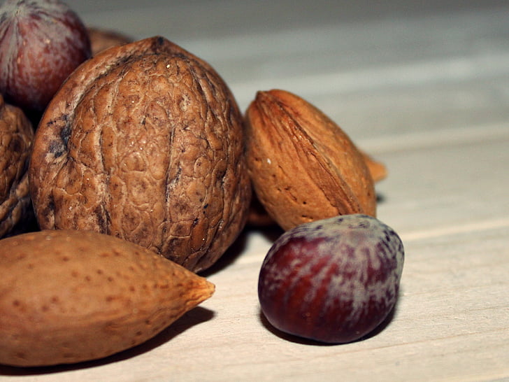walnut, nuts, hazelnut, almonds, food, brown, tasty