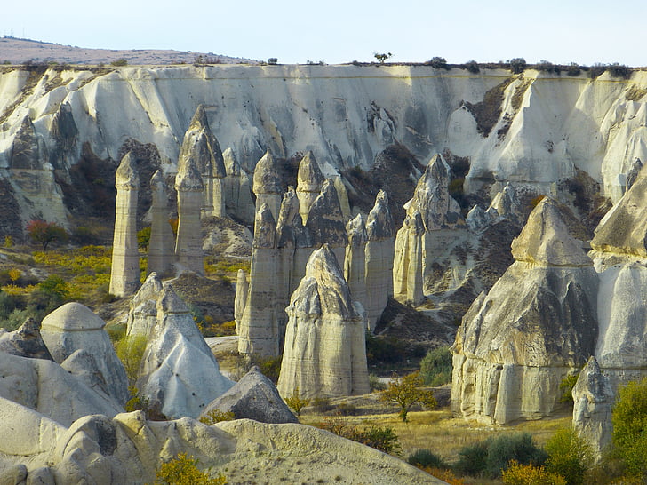 fechimneys, tufa, klippformationer, Cappadocia, landskap, naturen, tufa formationer