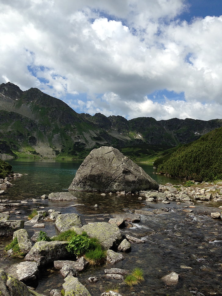 Tatrai, kalnai, Aukštuosiuose Tatruose, kraštovaizdžio, slėnis, penki tvenkiniai, Lenkija, Gamta