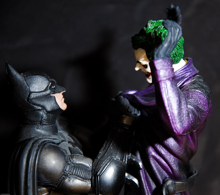 batman, joker, cartoon, figurine, people, character, toy