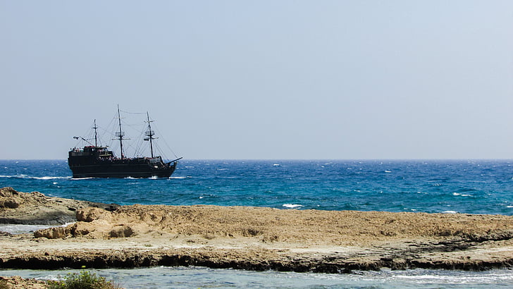 kruizinis laivas, jūra, pakrantė, vasaros, Horizontas, peizažas, Kipras
