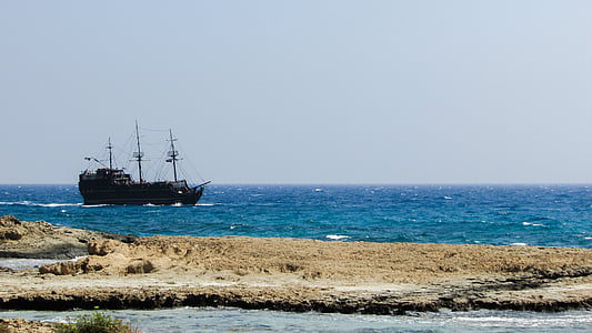 Cruise båd, havet, kyst, sommer, horisonten, landskab, Cypern