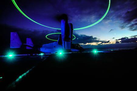 noapte, seara, lumina, lumini, timp de expunere, MV-22, Osprey