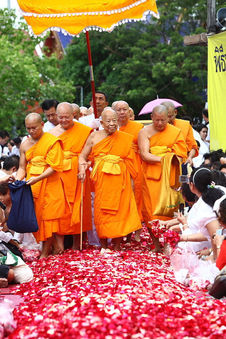 budistas, Patriarca Supremo, Patriarca, sacerdotes, monje, naranja, batas de