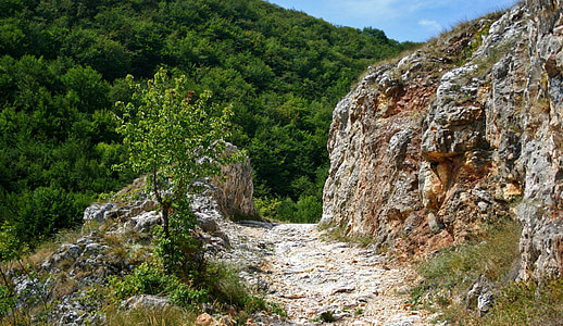 path, mountain, door, rock, nature, landscape, stone