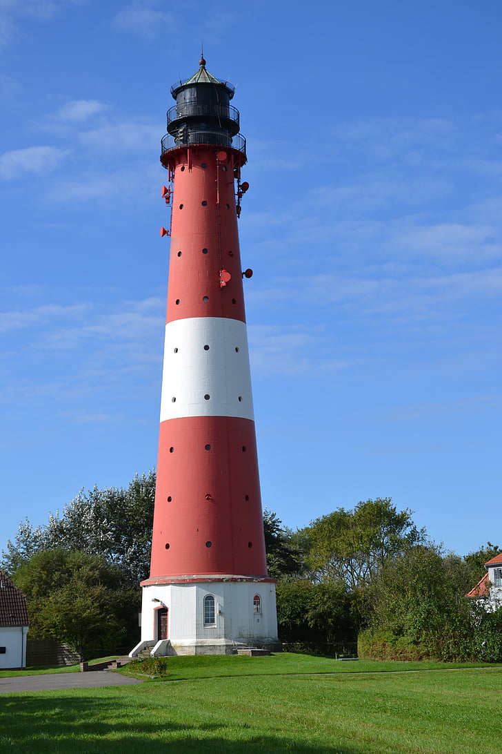 lighthouse, pellworm, north sea, wadden sea, island, tower, famous Place