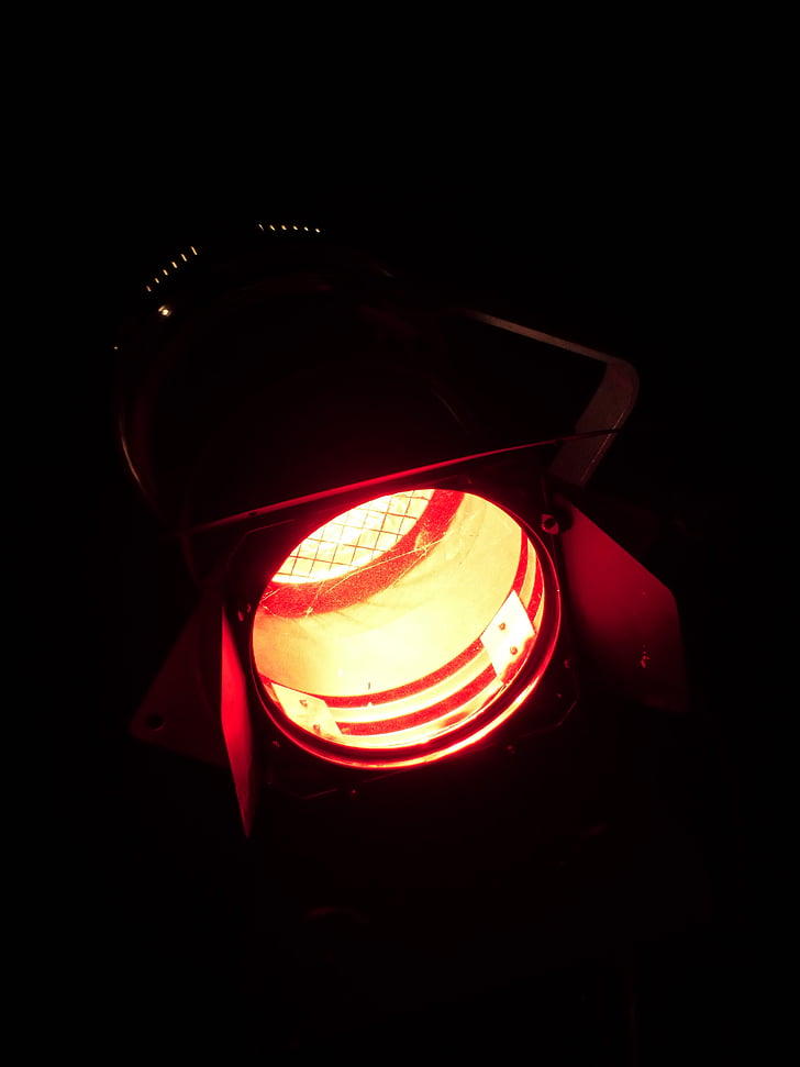 spotlight, lamp, night, light, red, red light, lighting