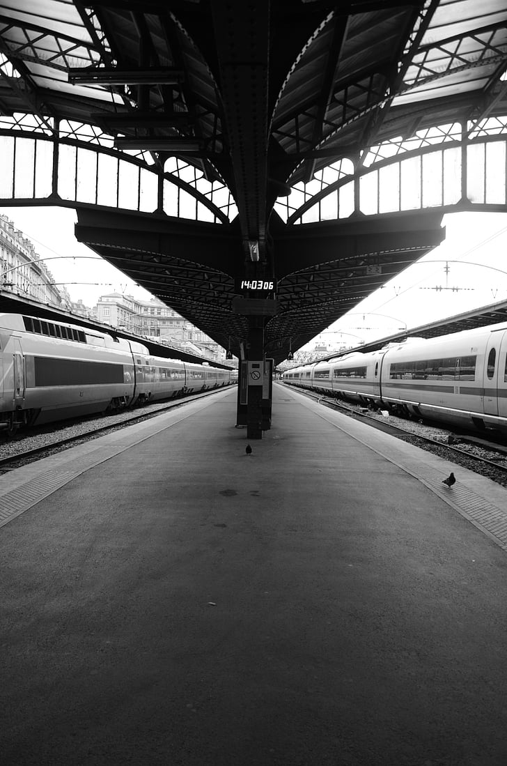Gare de l'est, vlakem, nádraží, cestování, přístaviště, Paříž