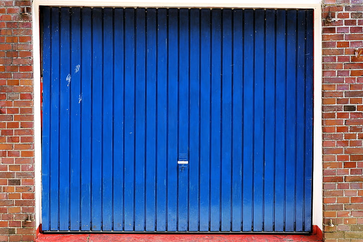 pintu garasi, rumah, biru, bangunan, arsitektur, warna-warni