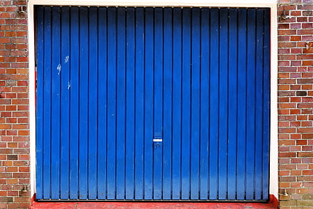 garageport, hem, blå, byggnad, arkitektur, färgglada