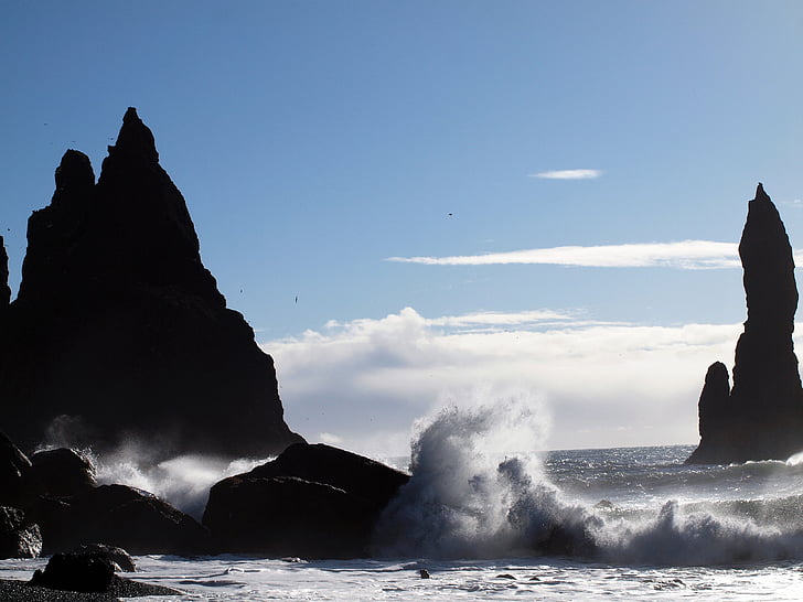 Island, havet, bølge, Sky, Rock, blå, landskab