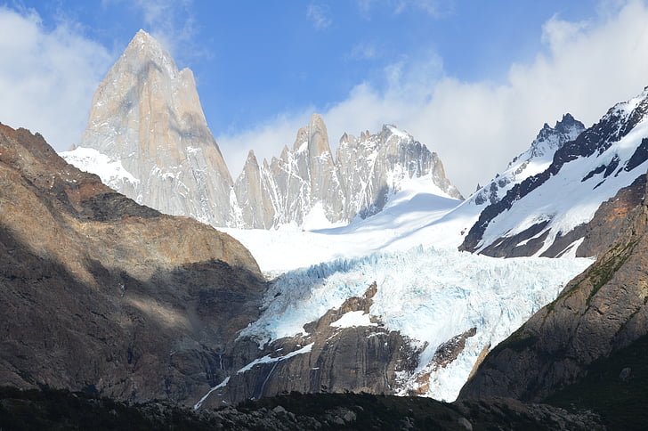 Patagonya, Fitz roy, Cerro torre, Buzullar, sol, kar, dağ