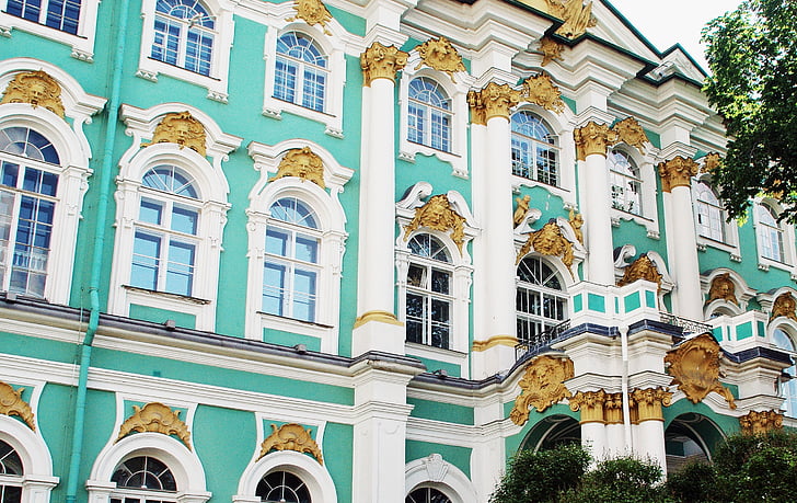 Rusland, Skt. Petersborg, Hermitage, Museum, facade, kolonner
