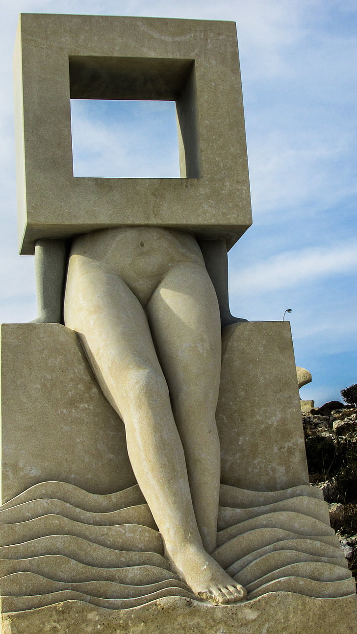 Cipro, Ayia napa, Parco delle sculture, donna, finestra, telaio, arte