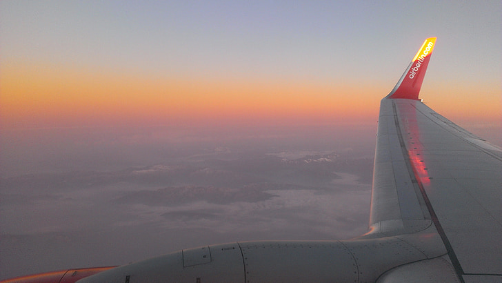 nebo, alpski, Airberlin, izlazak sunca, avion, klima vozila, komercijalni avion