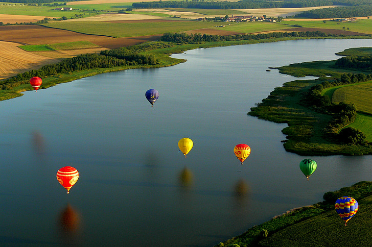 μπαλόνια, Μετς, αερόστατο ζεστού αέρα, που φέρουν, αέρα, φύση, τοπίο