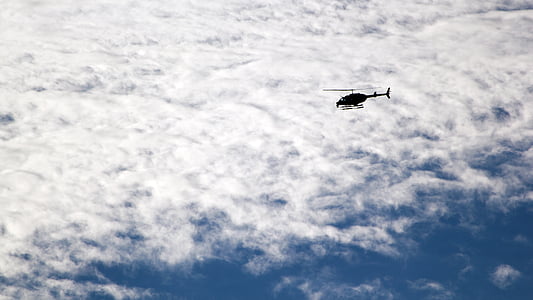 vrtulník, letadla, letu, cestování, cesta, mraky, modrá