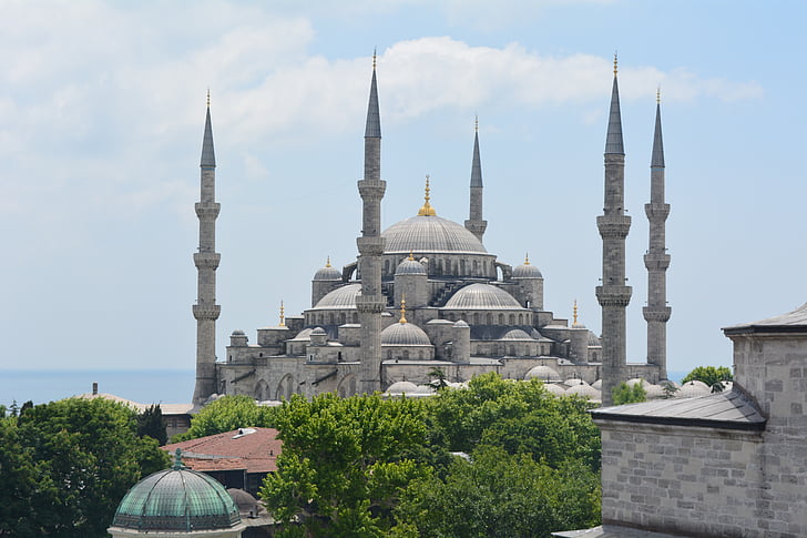 Zilā mošeja, Istanbul, Turcija, Islam, arhitektūra, ceļojumi, zila