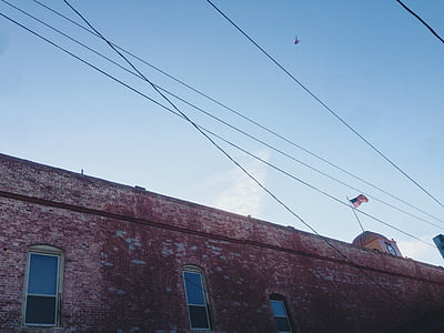 ruskea, rakennus, lippu, tiilet, Wall, yhdysvaltalainen, Yhdysvallat