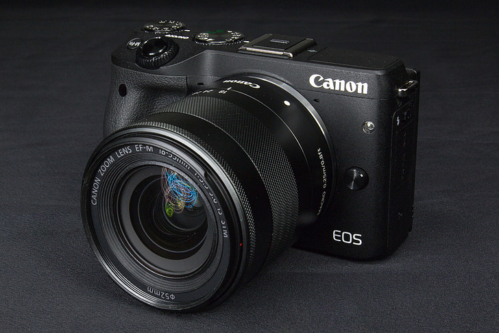 Canon, fotoaparát, mikro single, žádná proti kamera, m3, EOS, utěrky