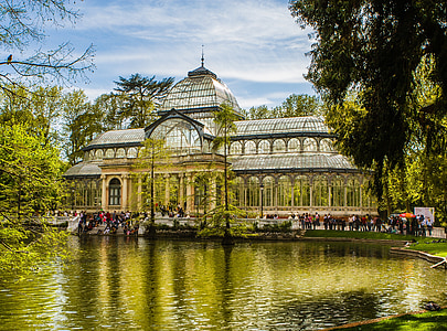 madrid, removal, crystal palace, park, pond, europe, architecture